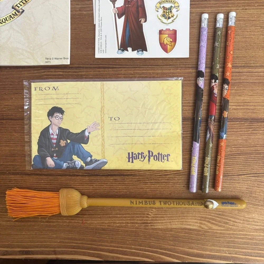 Harry Potter Stationery Lot Stickers Pencils Broom Pen Scroll Hedwig & More